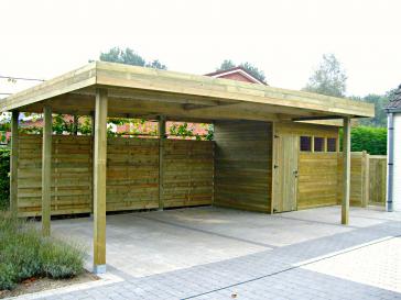 Carport met berging voor 2 wagens